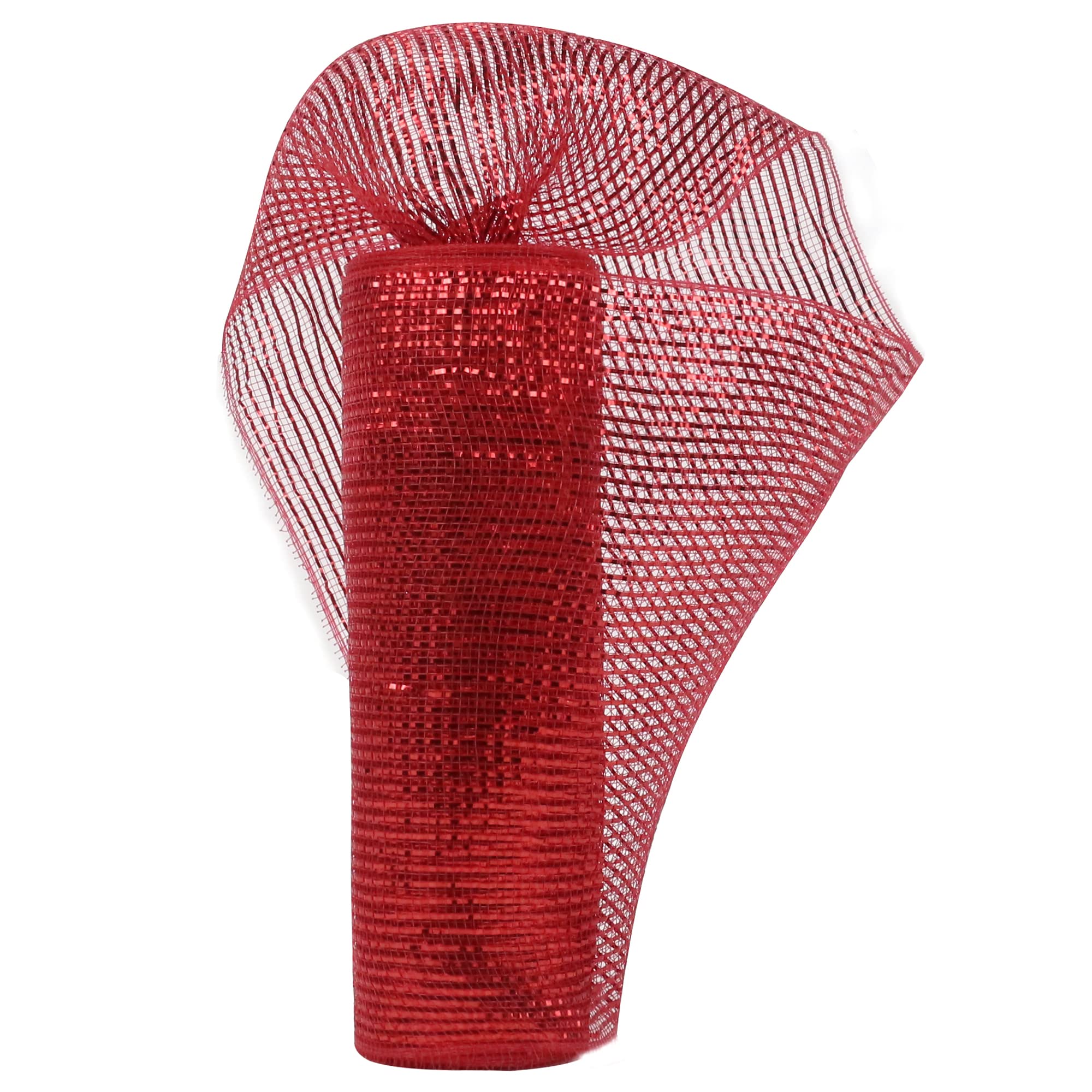 MEEDEE 10 Inch Wide Red and Gold Metallic Mesh Ribbon - 30 Feet Christmas Tree Decoration, Wreath & Garland Craft Supplies for Holiday DIY, Party Decor, Gift Wrapping and Home Décor