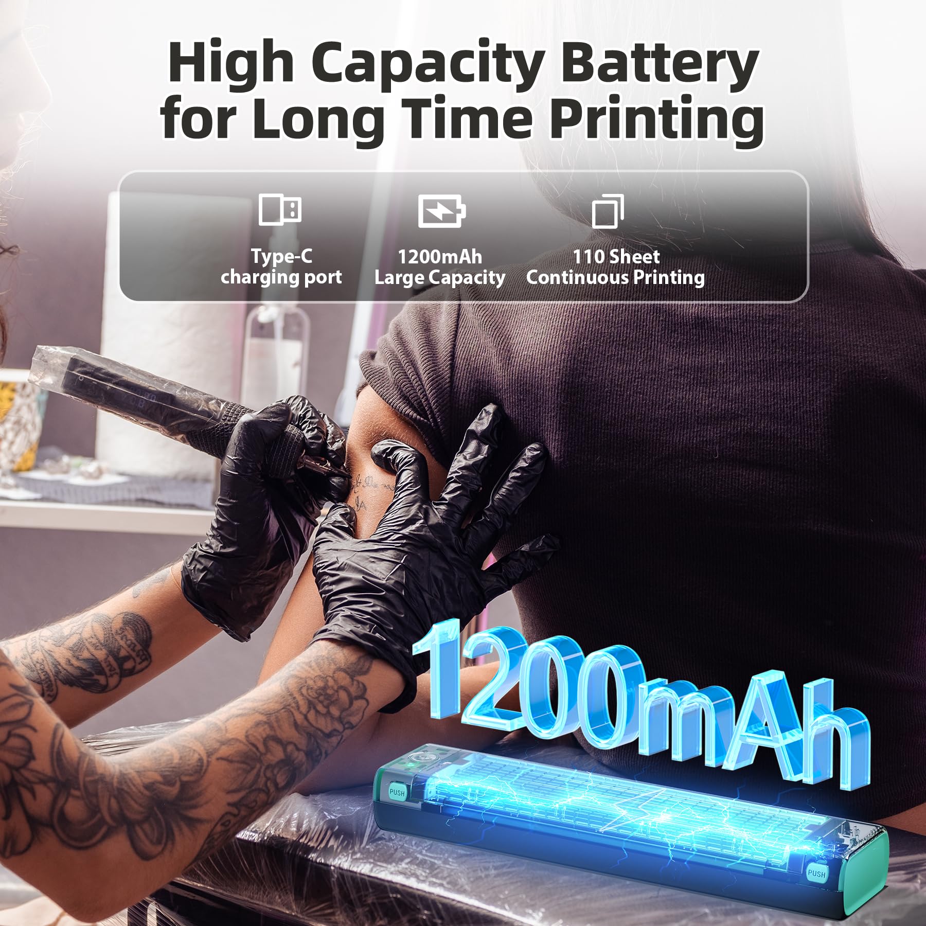 Professional M08F Bluetooth Tattoo Stencil Printer Kit - Wireless Thermal Transfer Machine for iOS/Android, Includes 10pcs Tattoo Transfer Paper | Perfect for Tattoo Artists, Home Studios & Mobile Tattooing Services