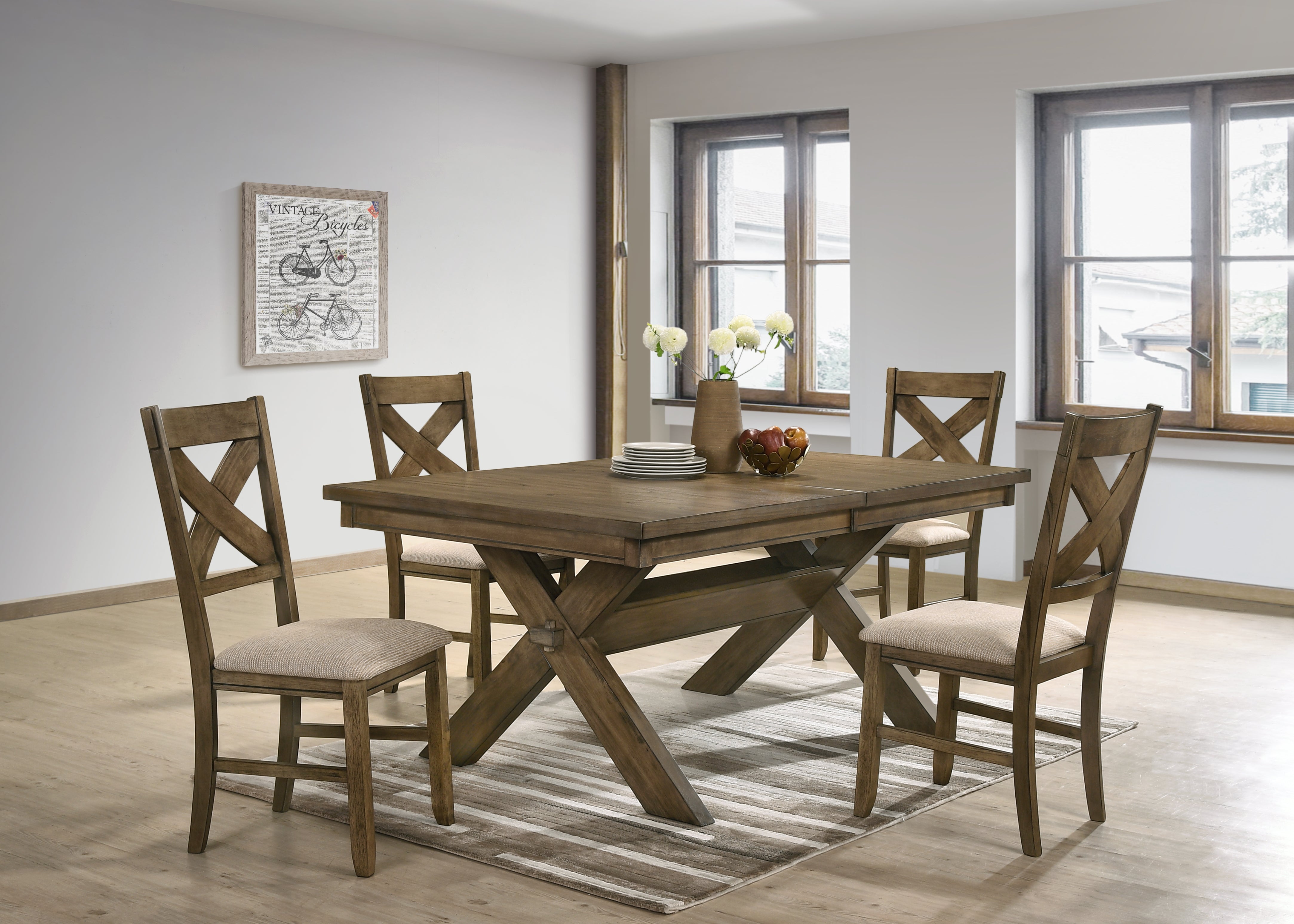 Roundhill Furniture Raven Wood Fabric Upholstered Dining Chair Set of 2 - Modern Kitchen & Dining Room Seating for Home & Restaurant Use
