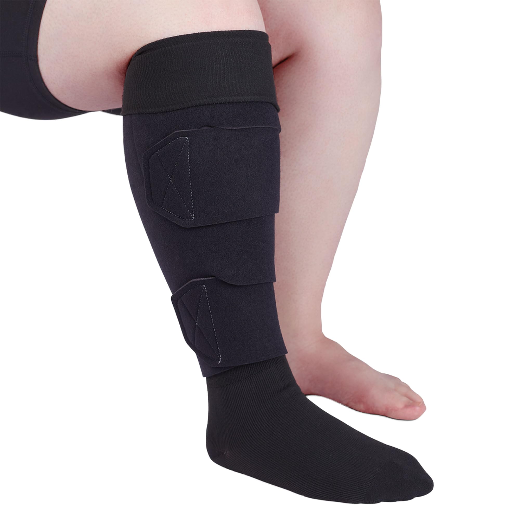 CircAid Juxtalite HD Adjustable Compression Wrap for Lower Leg - Medical Grade Support for Men & Women with Flexible Hood & Loop Straps - Improves Circulation, Swelling Relief & Post-Surgery Recovery - Ideal for Travel, Sports & Daily Comfort