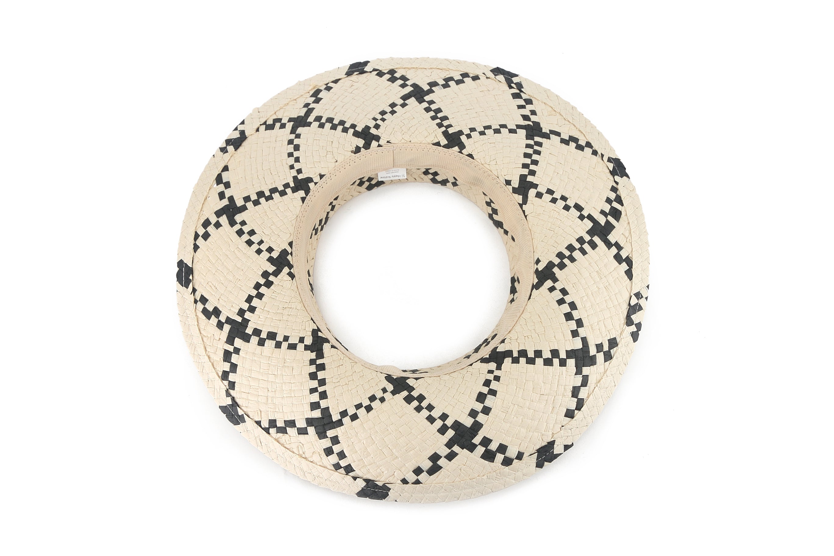 Open Top Weave Hat - White & Black Stylish Summer Sun Hat for Beach, Outdoor & Casual Wear