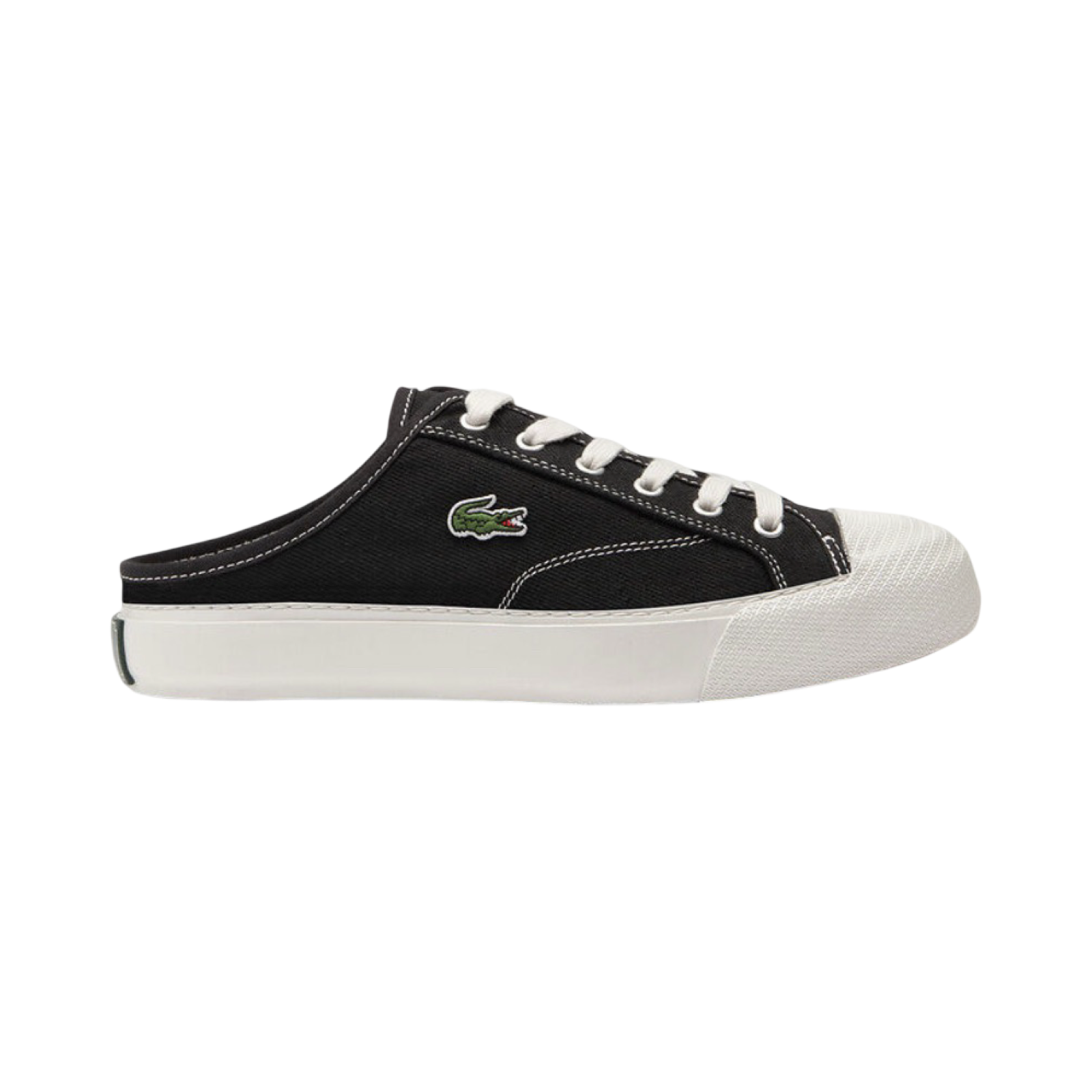 Lacoste Women's Backcourt Mule 124 - Black & Off White Slip-On Shoes | Comfortable Casual Loafers for Women | Perfect for Home, Office & Everyday Wear