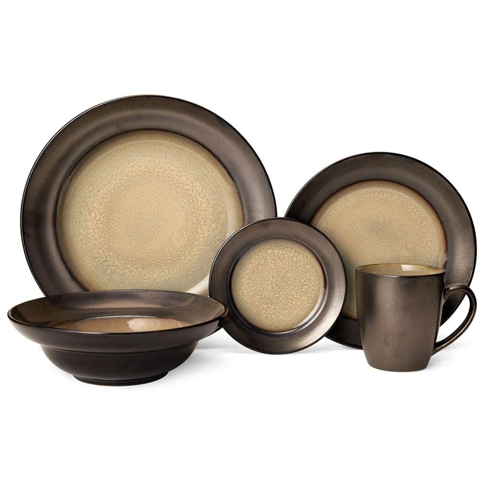 Premium Sandstone Dinnerware Set - Elegant & Durable Stoneware Plates, Bowls & Mugs for Everyday Dining, Outdoor Picnics & Restaurant Use