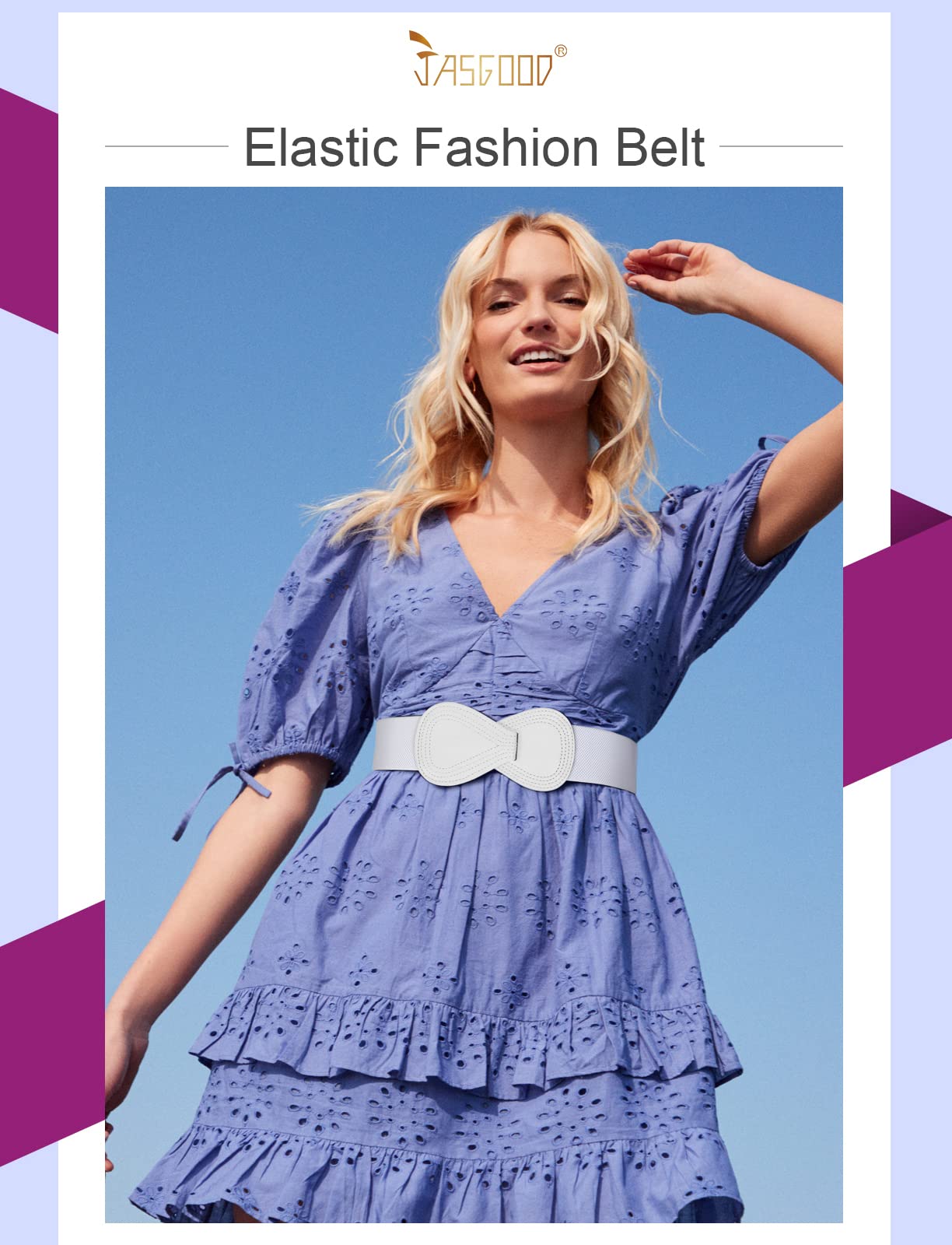 JASGOO Vintage Wide Elastic Waist Belt for Women - Stretchy Dress Belt - Perfect for Dresses, Skirts & High-Waisted Outfits