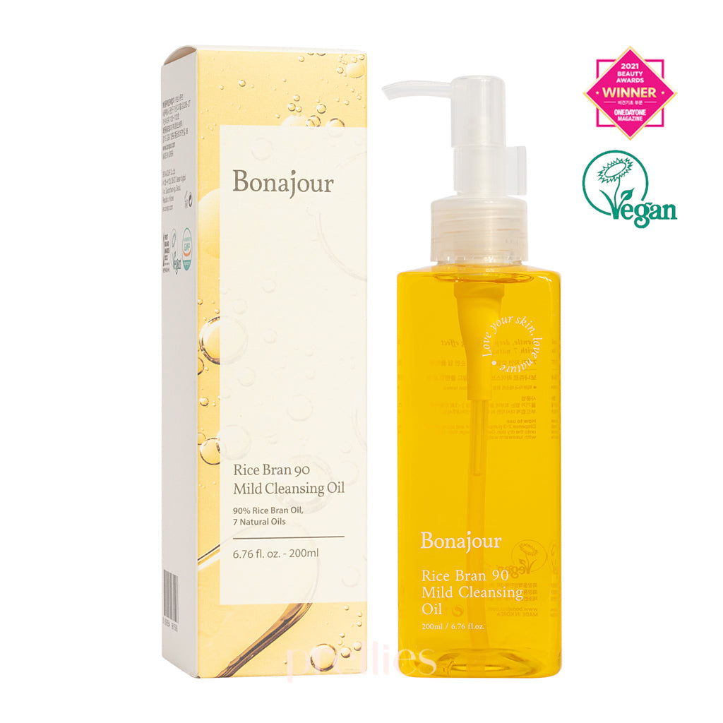 Bonajour Rice Bran 90 Mild Cleansing Oil 200ml - Gentle Facial Cleanser for Dry & Sensitive Skin | Perfect for Daily Makeup Removal & Skincare Routine