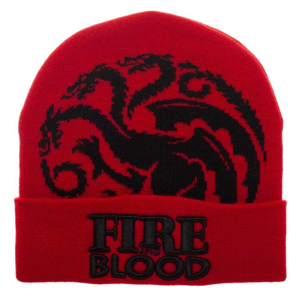Game of Thrones House Targaryen Fire and Blood Red Winter Hat - Men's Beanie for Cold Weather, Cosplay & GOT Fan Gifts