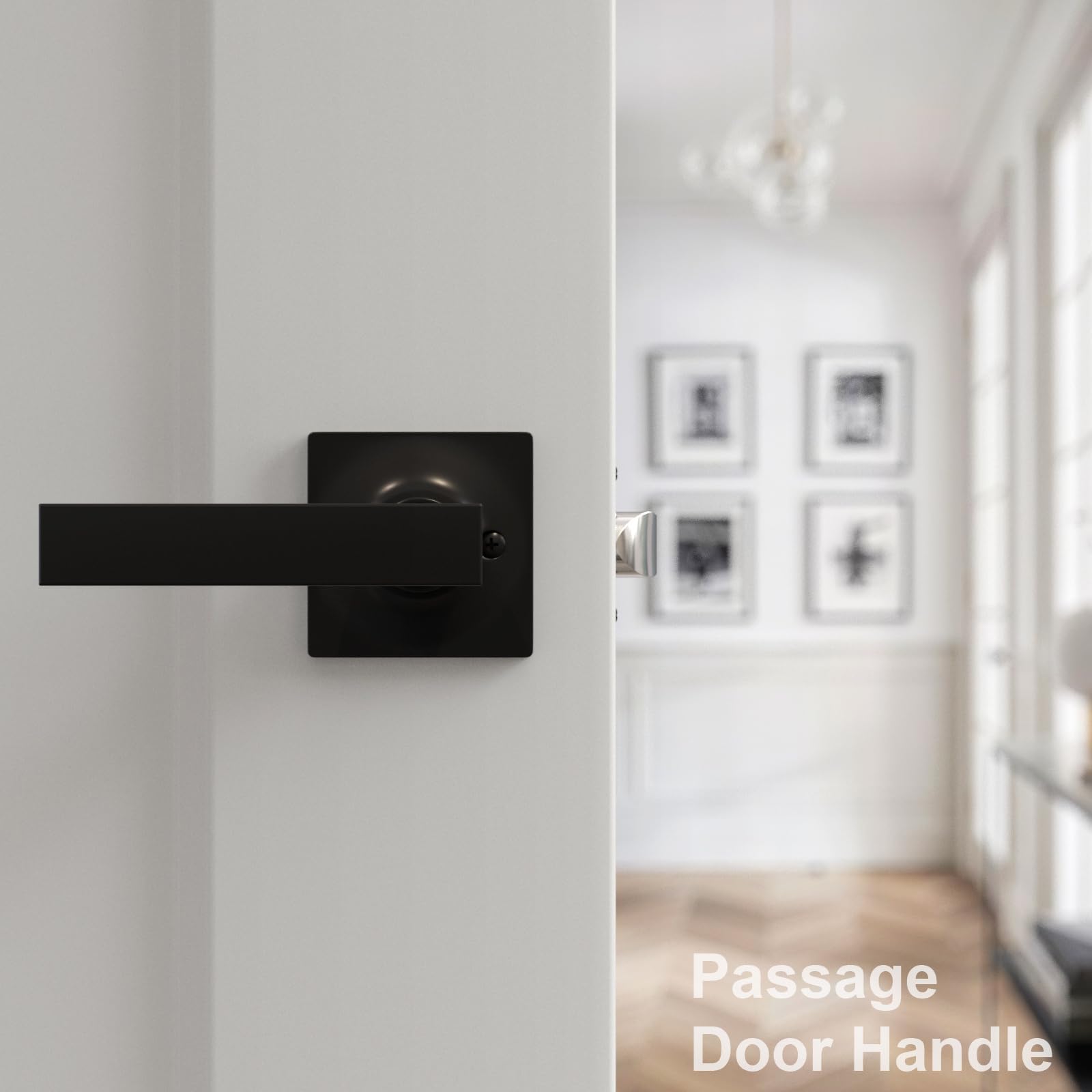 Matte Black Door Handle - Heavy Duty Passage Levers for Closet & Hallway (1 Pack) - Left/Right Reversible