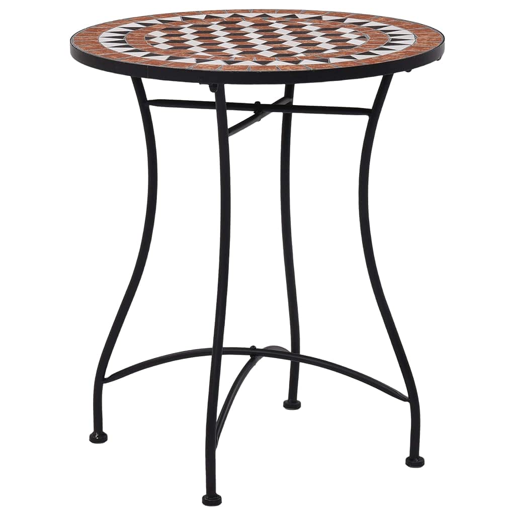 3 Piece Outdoor Bistro Set - Terracotta Mosaic Ceramic Tile Table with Cast Aluminum Chairs - Antique Copper Patio Dining Furniture for Garden, Yard & Backyard | Perfect for Outdoor Entertaining, Morning Coffee & Al Fresco Dining