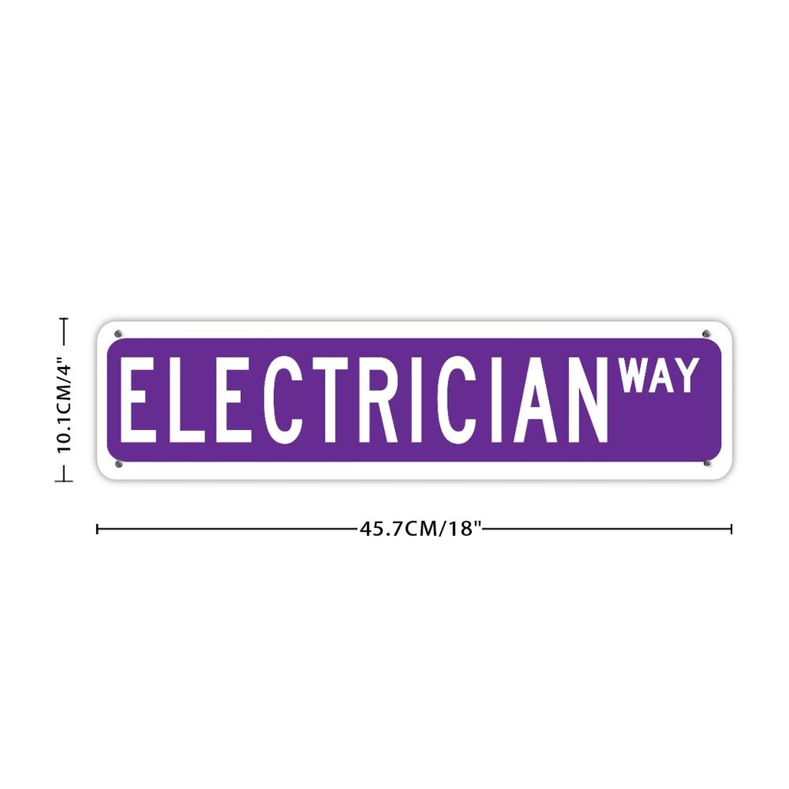 Custom Retro Solid Purple Electrician Way Sign - Water-Resistant Aluminum Garage & Office Decor for Indoor/Outdoor Use - Heavy Duty 4x18 Rectangle Sign for Garage, Office, Restaurants & Street Road Decor
