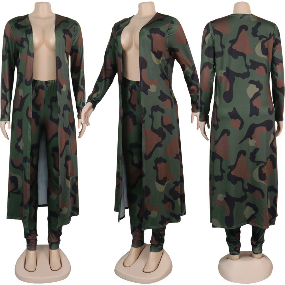 Women's Printed Long Cardigan 2-Piece Outfit Set with Long Sleeve Coat & Trousers | Stylish Fall/Winter Fashion for Work, Date Night & Casual Wear