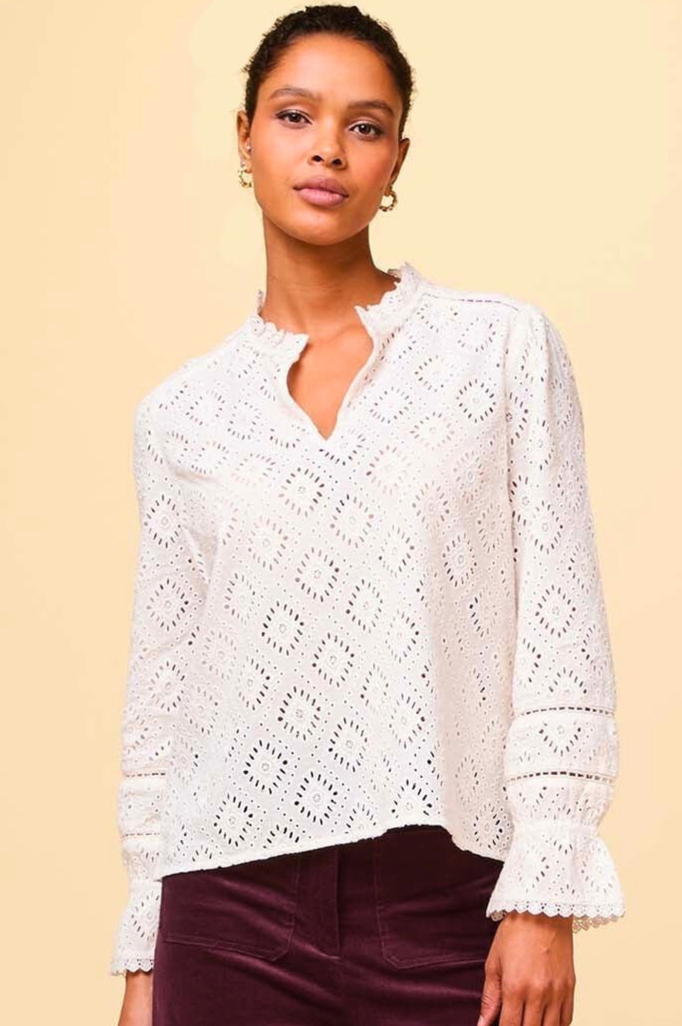 Flo Ivory Blouse for Women - Elegant Casual & Office Wear - Perfect for Work, Date Night & Special Occasions