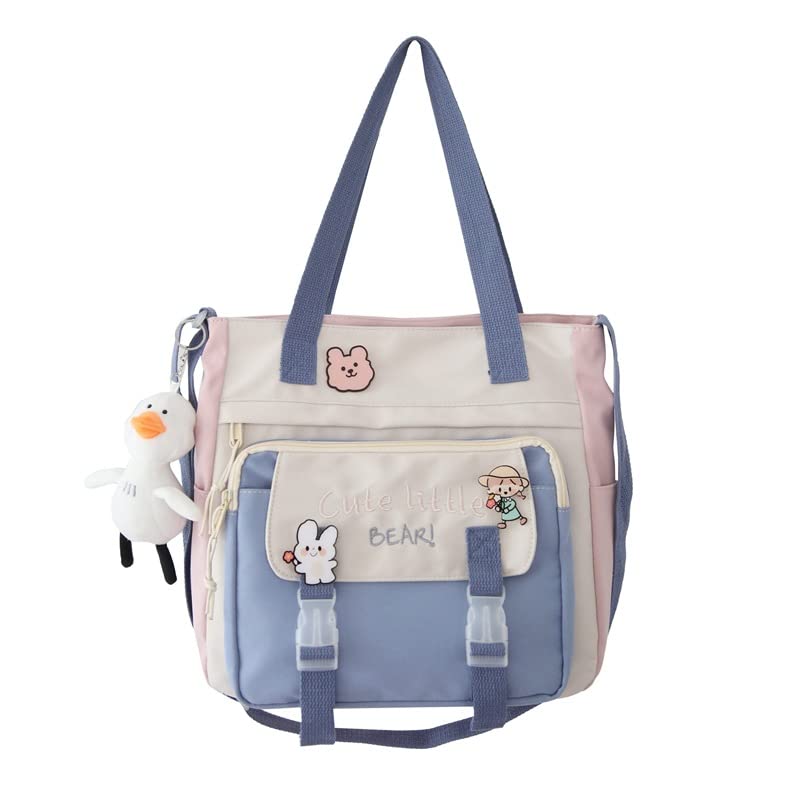 Kawaii Japanese School Bag - Cute Aesthetic Ita Tote & Crossbody Bag for Girls | Kawaii Backpack Purse for School, Travel & Daily Use (Blue, One Size)