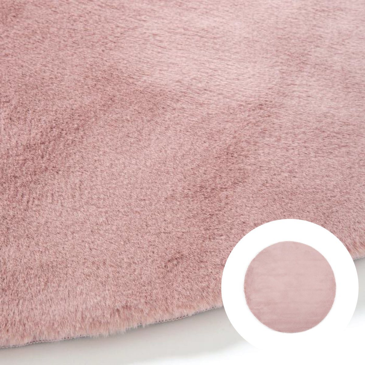 Soft Pink Round Rug 2' x 2' (150cm x 150cm) - Fluffy Mitis Shaggy Carpet for Living Room, Bedroom & Nursery Decor