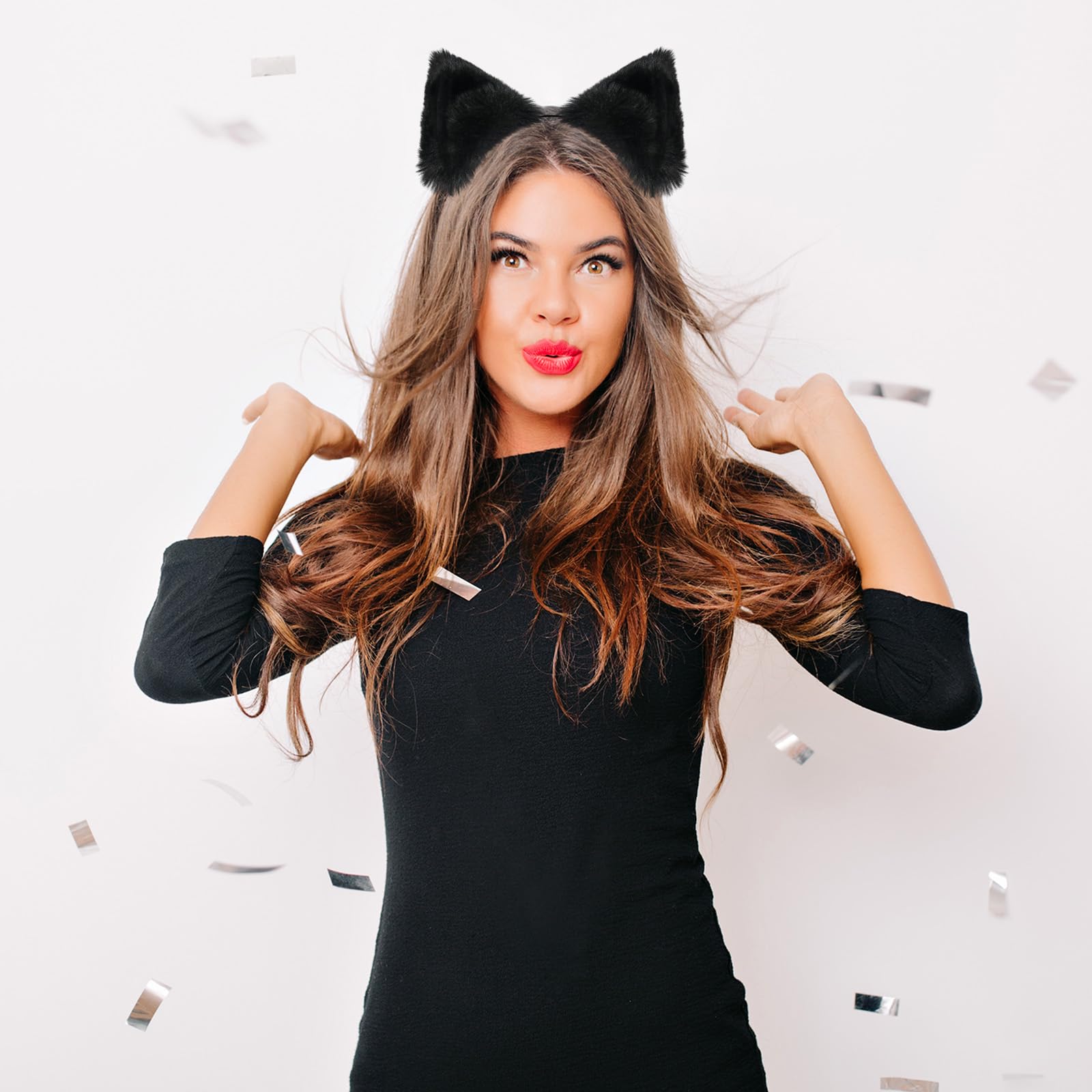 Black Cat Ears Headband for Women & Girls - Faux Fur Halloween Cosplay Costume Accessory for Adults & Kids | Perfect for Halloween Parties, Cosplay Events & Themed Photoshoots