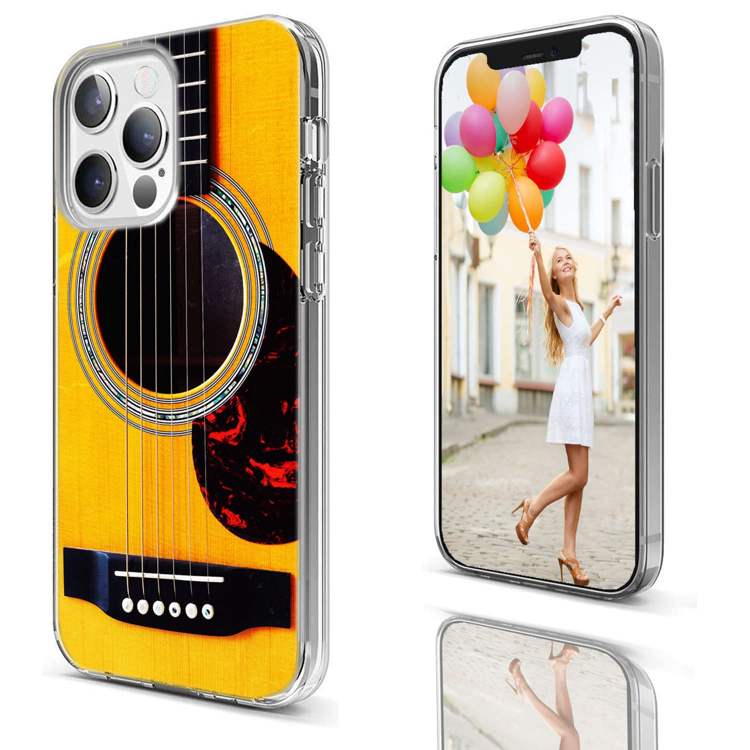 Shockproof Slim Soft TPU Clear Phone Case for iPhone 13 Pro - Funny Music Yellow Acoustic Guitar Design Protective Cover for Women & Men | Perfect for Music Lovers, Concerts & Everyday Use