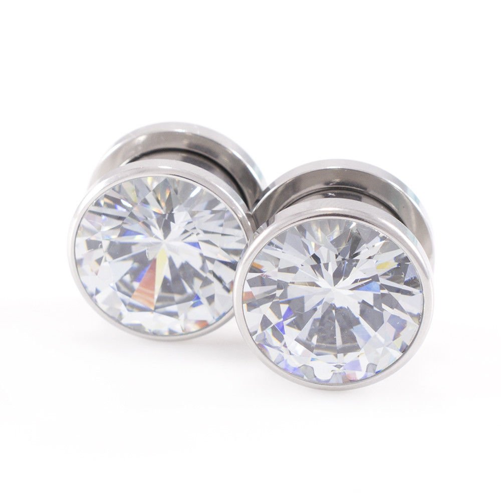 4PCS Stainless Steel CZ Screw Tunnels Ear Stretcher Plugs - 14G 16G 18G Thin Silicone Ear Gauges for Men & Women - Perfect for Daily Wear, Piercing Stretching and Body Jewelry Collection