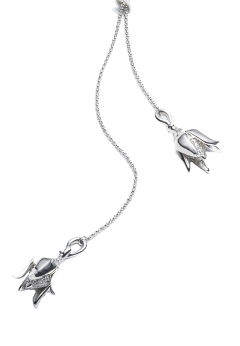 Pave Bud Drop Necklace in Sterling Silver - Elegant Layering Jewelry for Women, Perfect for Date Nights & Special Occasions