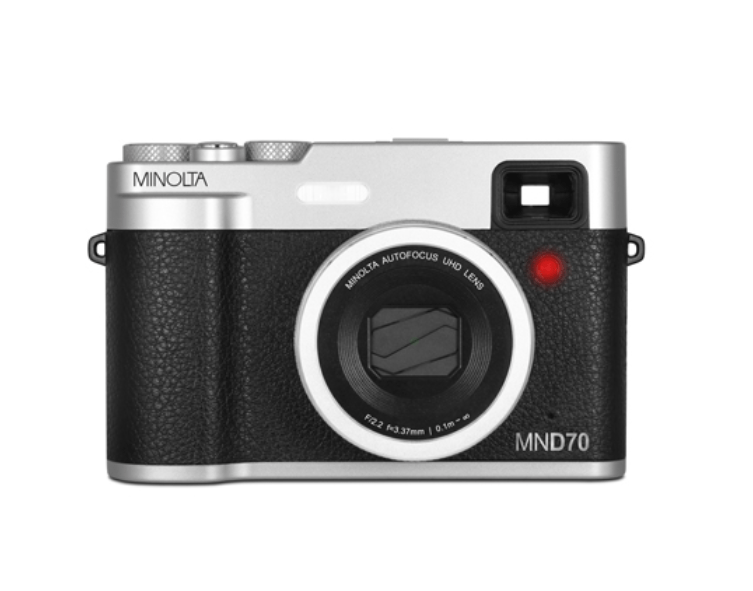 MINOLTA MND70 Retro 48MP Autofocus 5K Ultra HD Dual Lens WiFi Digital Camera (Silver/Black) - Perfect for Travel, Vlogging & Street Photography