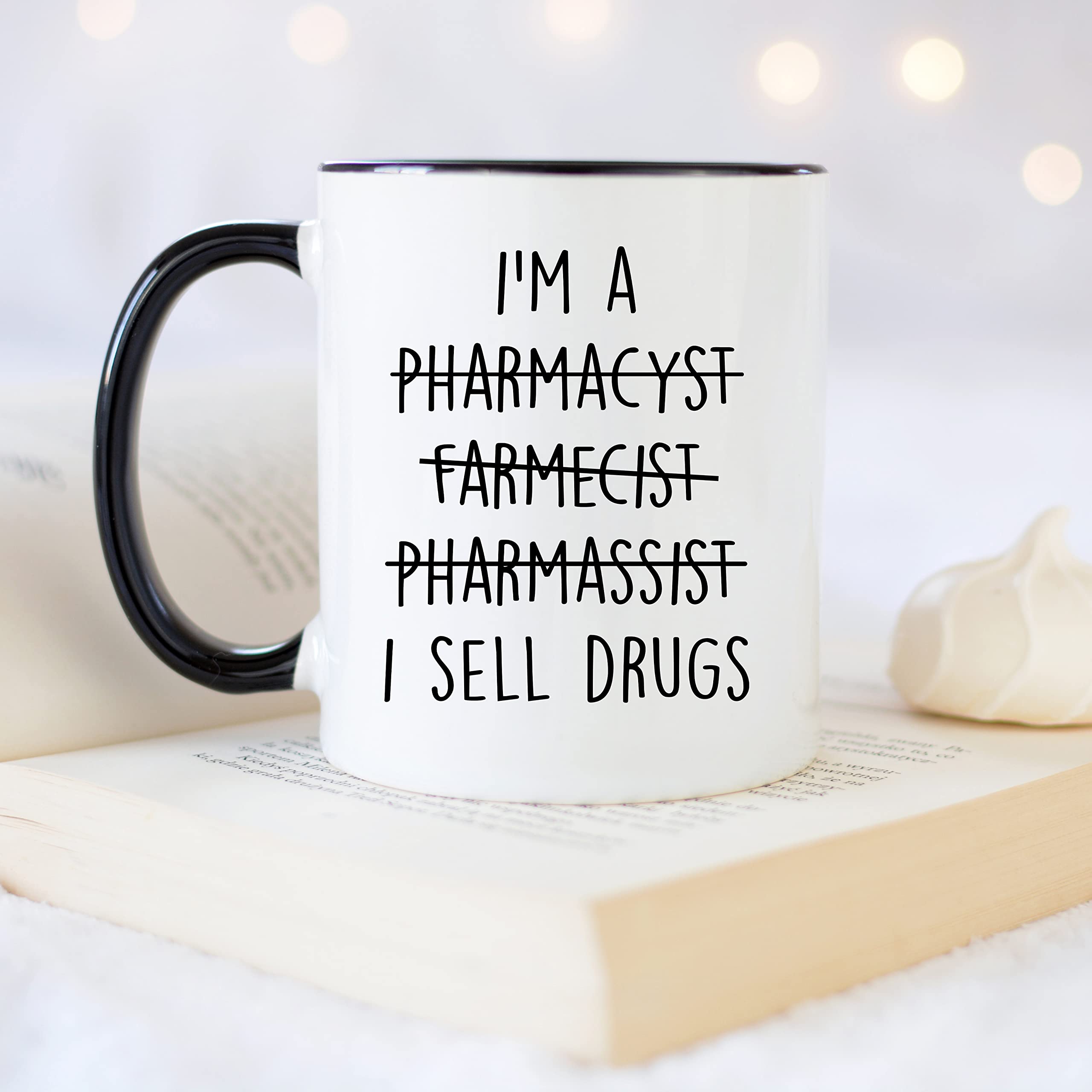 YouNique 11 Oz Pharmacy Mug - Perfect Pharmacist Gift for Women & Men, Pharmacy Technician Graduation Gift, Ideal for Coffee & Tea at Work - Black Handle