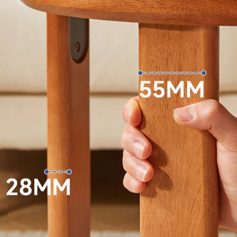 Minimalist Solid Color Utility Stool with Midnight Black/Auburn/Natural Finish - Stackable Drum Base & Natural Wood Seat - Perfect as Side Table, Bedside Stool or Living Room Accent