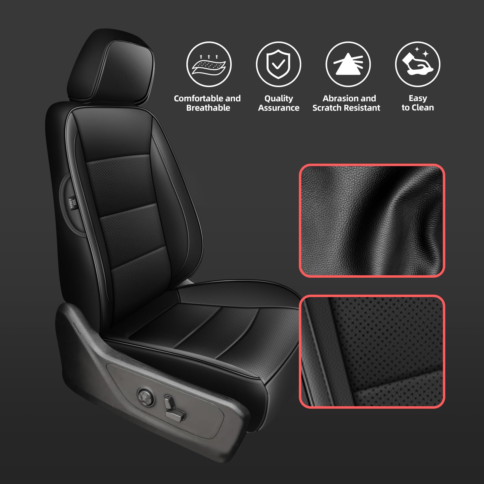 Premium Custom Fit Seat Covers for Chevy Equinox 2018-2024 (LT/LS/Premier/RS Models) - Full Set Black Neoprene Car Seat Protectors - Perfect for Daily Commute, Road Trips & Family Protection