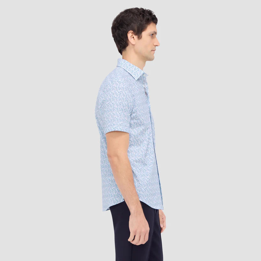 Bugatchi Ooohcotton Miles Men's Short Sleeve Sport Shirt - Breathable Cotton Casual Button Down Shirt for Golf, Travel & Summer Wear - Mint Green