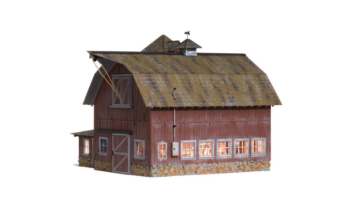 Woodland Scenics BR5865 Old Weathered Barn Built & Ready Kit - O Scale Model Train Building for Realistic Railroad Scenery & Diorama Displays