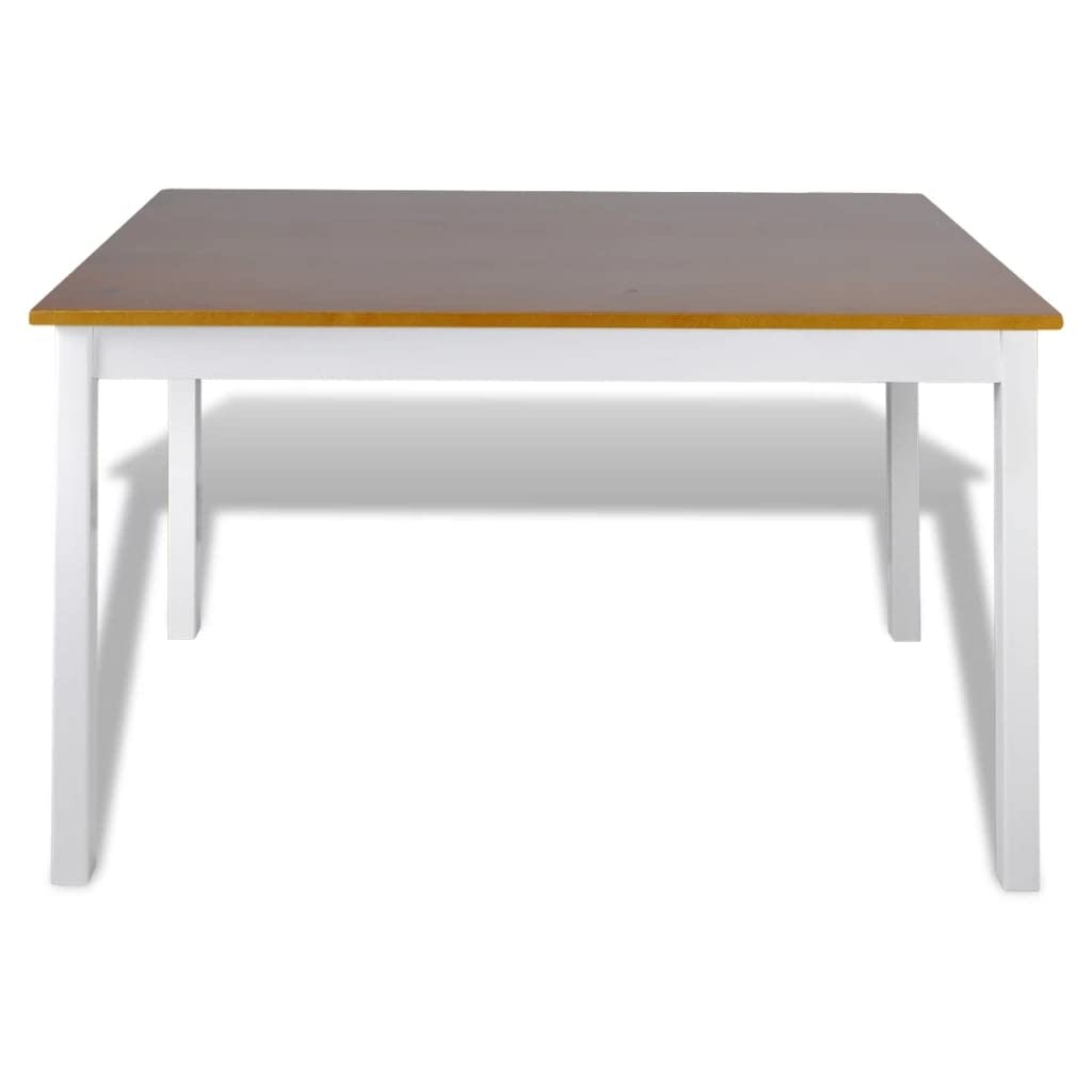 CHARMMA 5-Piece Wooden Dining Set for 4 - Kitchen Table & Chairs in White & Brown - Perfect for Small Spaces, Apartments & Cozy Kitchens