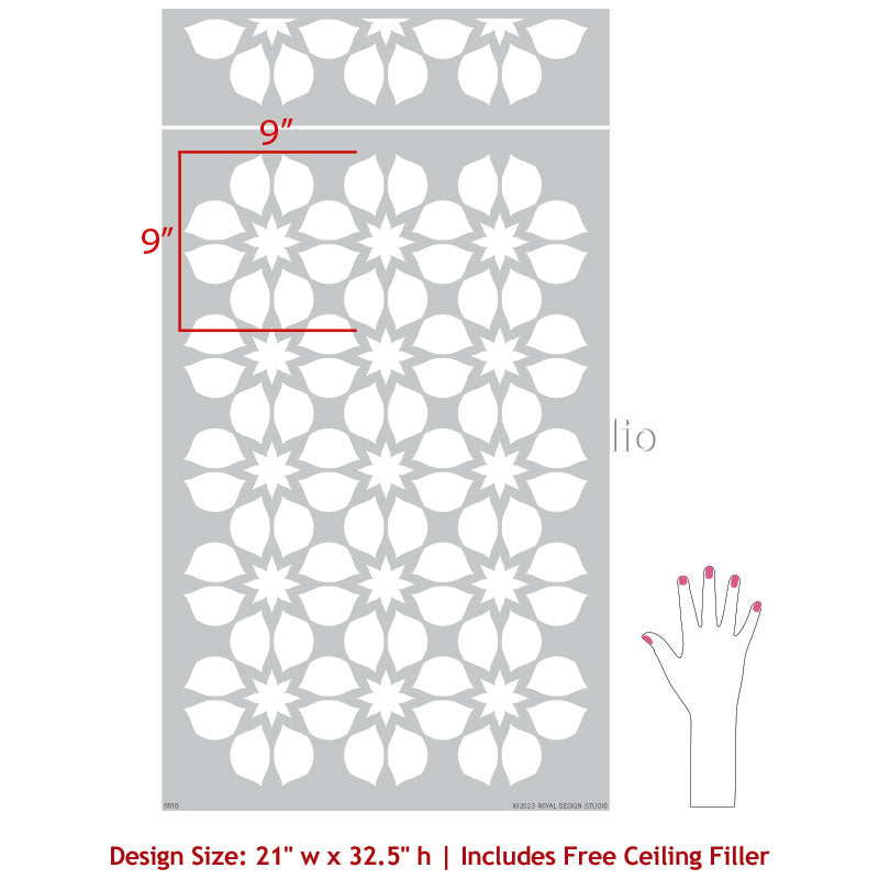 Floral Cassis Allover Stencil for DIY Home Decor, Wall Painting, and Craft Projects