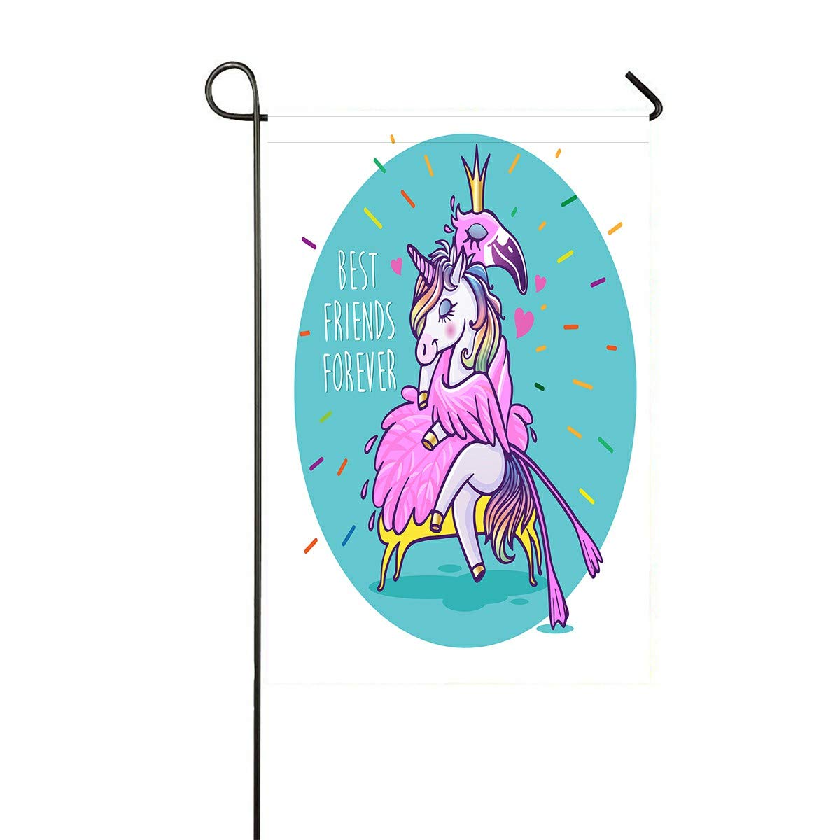 ECZJNT Unicorn Flamingo Garden Flag - 12x18 Inch Outdoor Decorative Flag for Home, Party & Yard Decor - Perfect for Birthday Celebrations, Summer Parties & Garden Theming