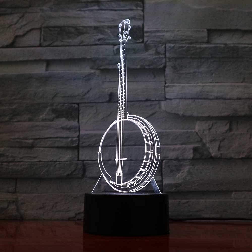 ZTOP 3D LED Banjo Night Light - Smart Touch Control, 7 Color Changing USB Lamp with Optical Illusion Sensor | Perfect for Bedroom Decor, Kids Room, Nursery & Gift Giving (Includes Gift Wrap)