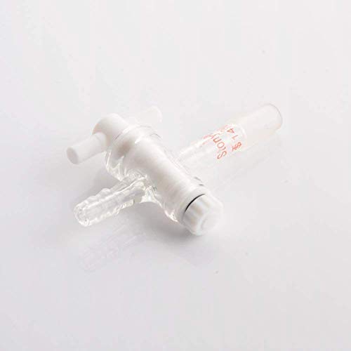 StonyLab PTFE Vacuum Flow Control Adapter with 14/20 Joint & Hose Connector - Lab Glassware Accessory for Chemistry Experiments & Distillation Setups