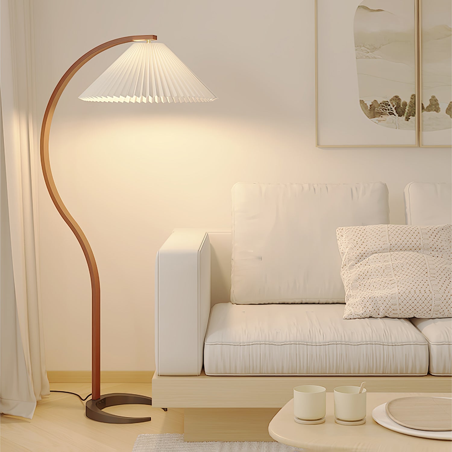 Caprani Modern Floor Lamp with Adjustable Height - Stylish LED Standing Light for Living Room, Bedroom & Office - Warm White & Cool White Light Modes