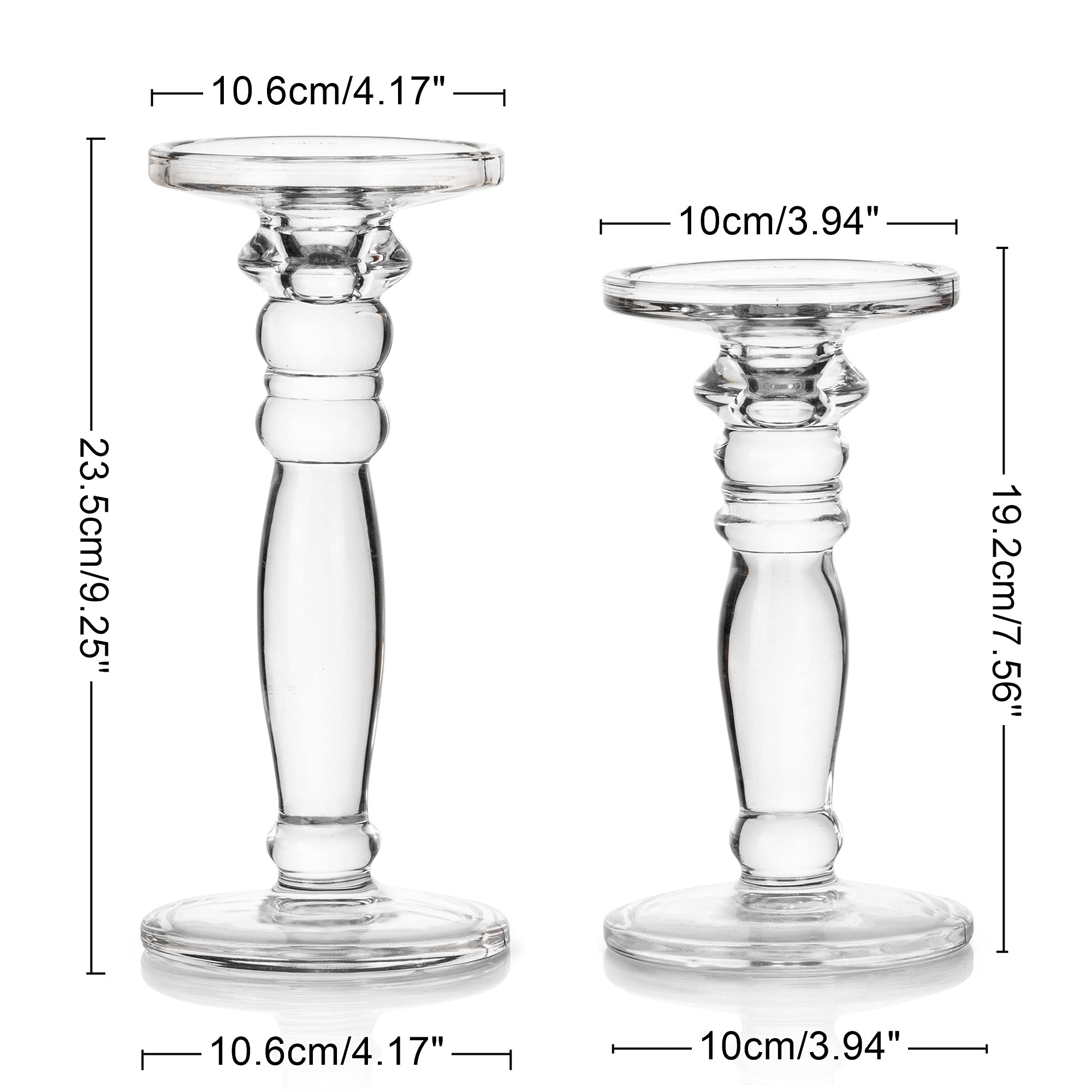 NUPTIO 2-Pack Glass Candlestick Holders - Elegant Crystal Taper Candle Holders for Wedding Centerpieces, Dining Table Decor, Living Room & Holiday (Christmas/Halloween) - Perfect for Romantic Dinners, Party Decorations & Seasonal Home Decor