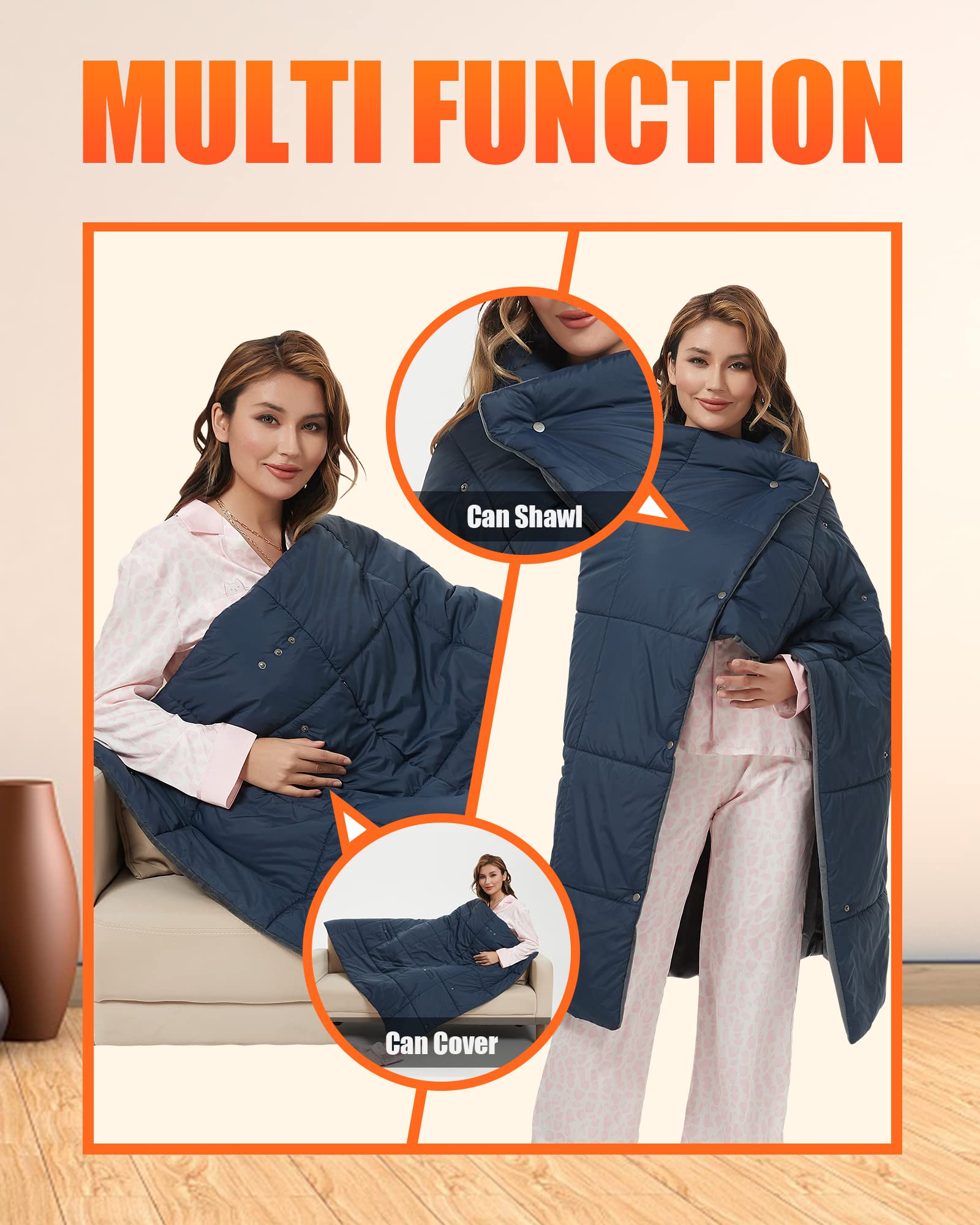 7.4V USB Electric Heated Blanket - Battery Powered Portable Wireless Shawl for Outdoor Camping, Travel & Home Use - Warm Cozy Heating Throw for Winter