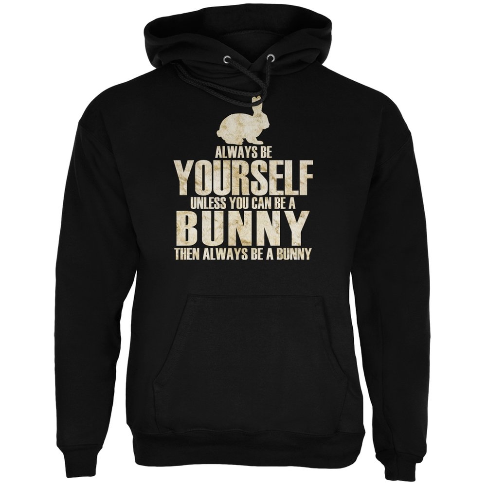 Always Be Yourself Bunny Black Adult Hoodie - Soft & Comfortable Pullover for Women & Men - Perfect for Casual Wear, Gifts & Everyday Outfits