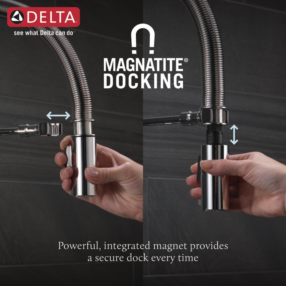 Delta Trinsic Pro Commercial Style Kitchen Faucet with Pull Down Sprayer - Black Stainless (9659-KS-DST) | Magnetic Docking Spray Head for Easy Cleaning & Food Prep | Perfect for Modern Kitchens & Restaurants