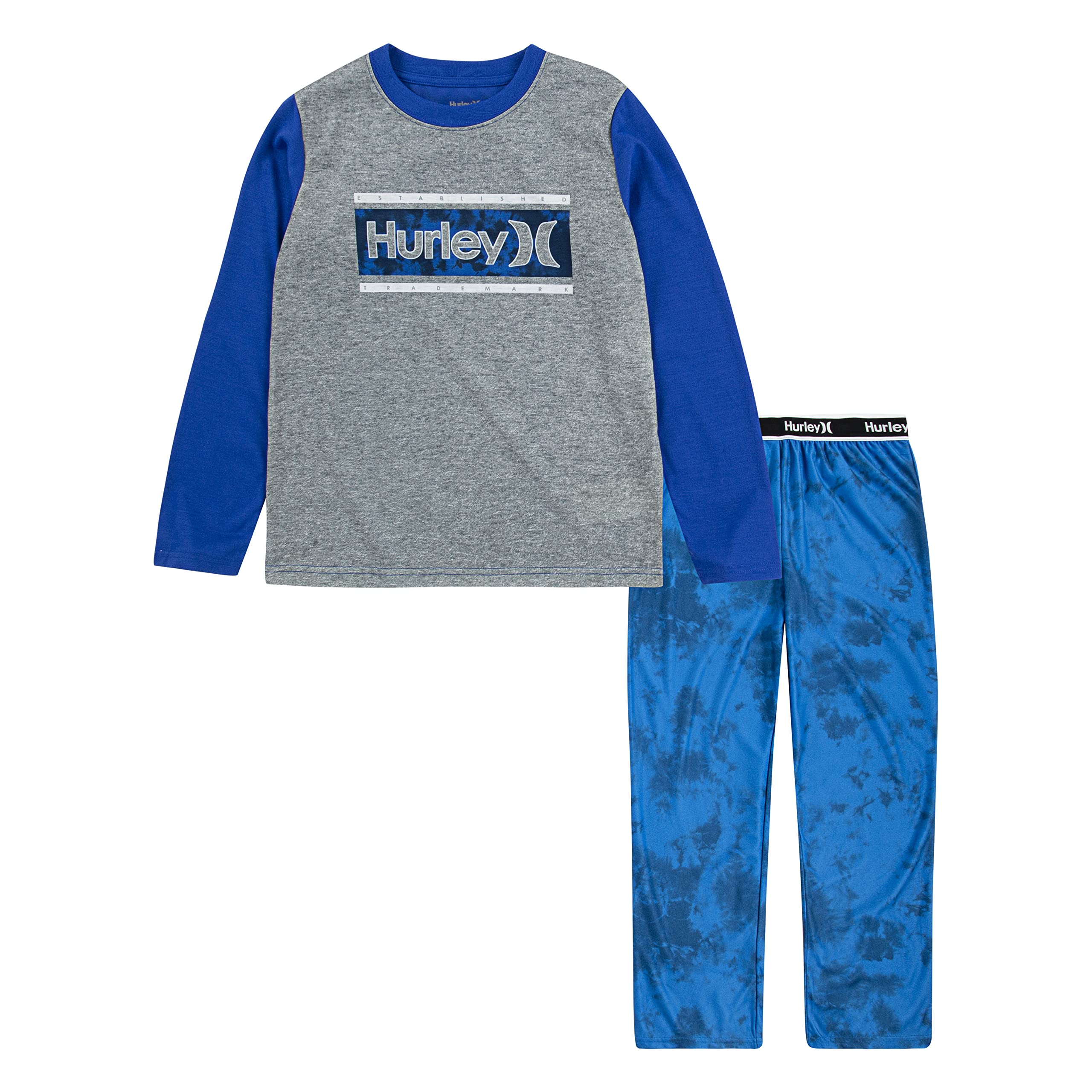 Hurley Boys' 2-Piece Pajama Set - Soft Cotton Sleepwear, Game Royal Washed Blue, Size 6 - Cozy Kids' Pajamas for Bedtime & Sleepovers