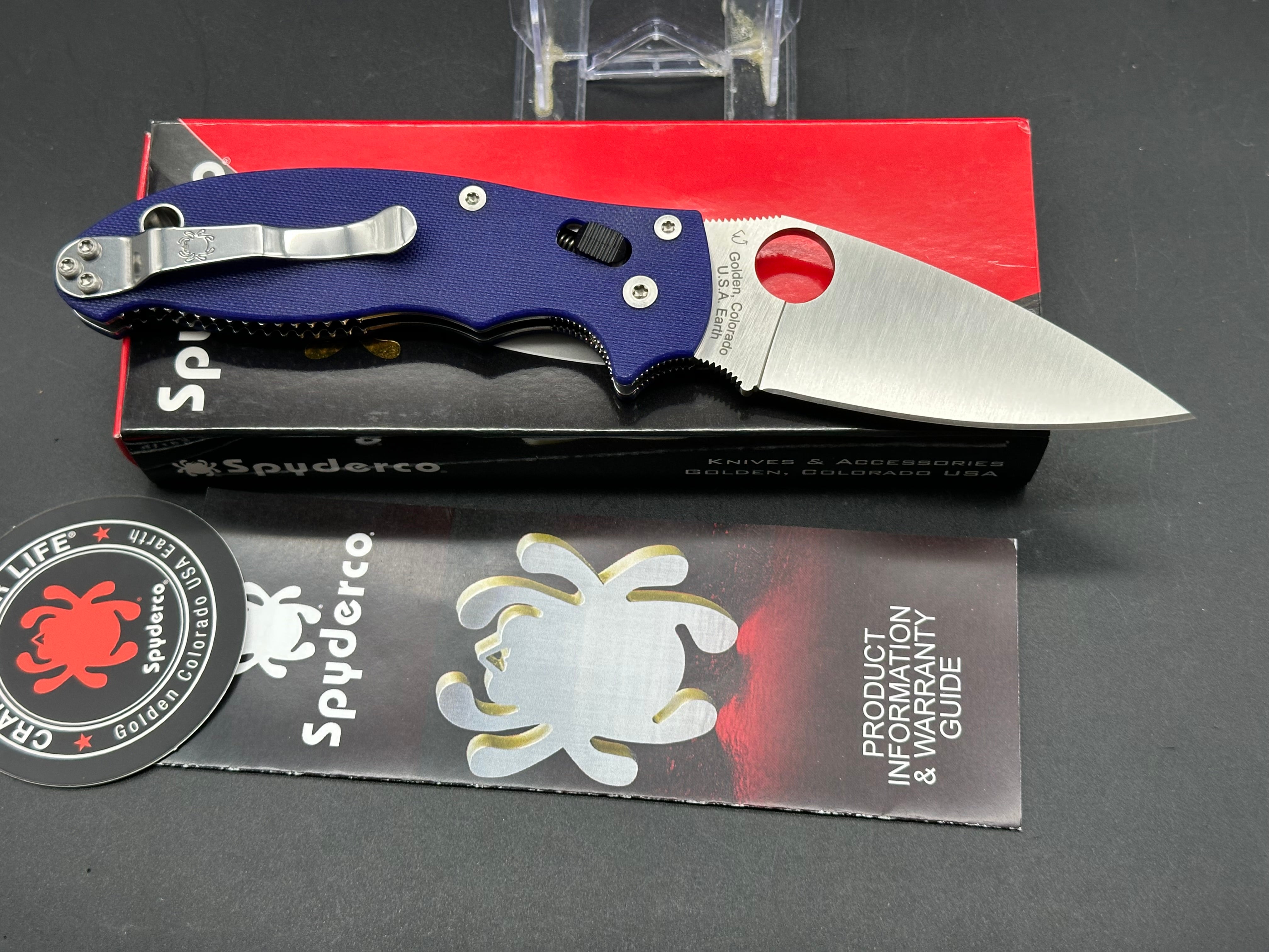 Spyderco Manix 2 Folding Knife - Dark Blue G10 Handle, C101GPDBL2, S110V Steel Blade - Perfect for EDC, Outdoor Adventures & Tactical Use
