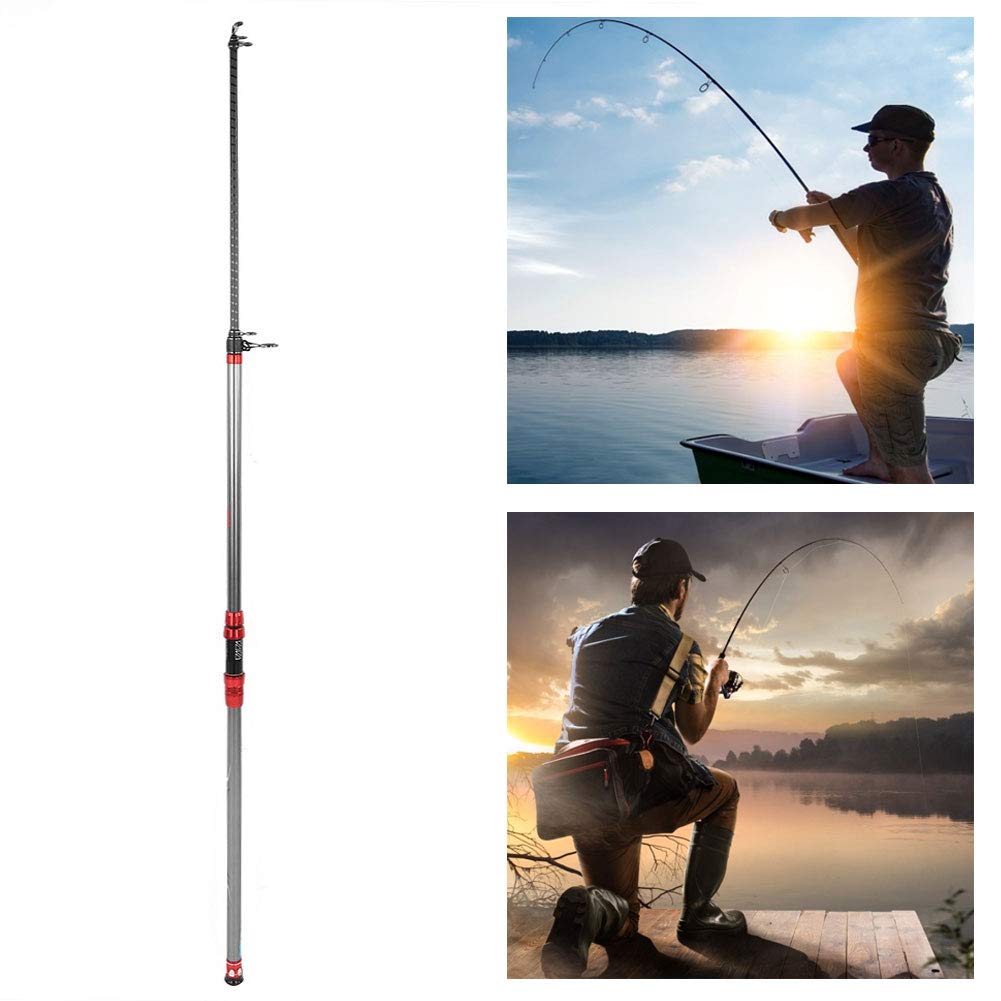 Premium 4.2M Carbon Fiber Telescopic Fishing Rod - Saltwater & Freshwater Spinning Rod with Rotating Mechanism | Ideal for Travel, Camping, and Shore Fishing Adventures