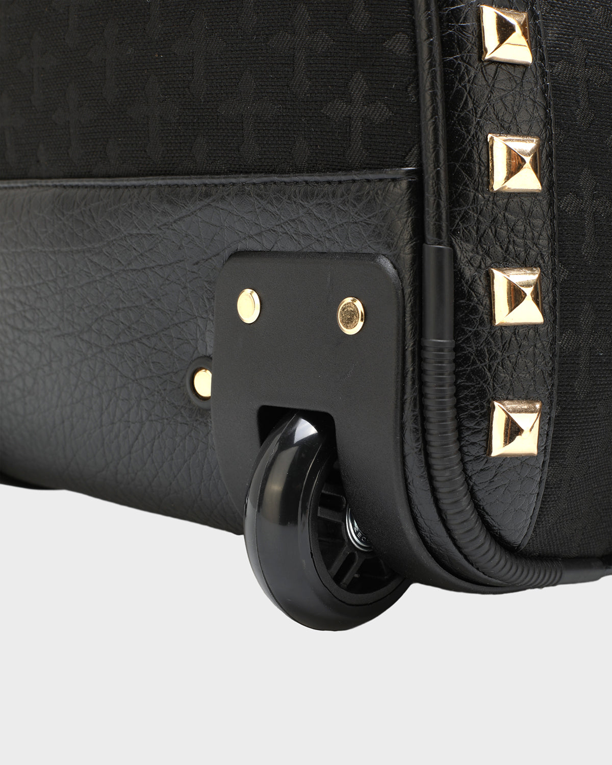 Black Cross Spiked Rolling Duffle Bag - Stylish Travel Luggage for Gym, Work & Weekend Getaways | Durable Wheels & Trendy Design
