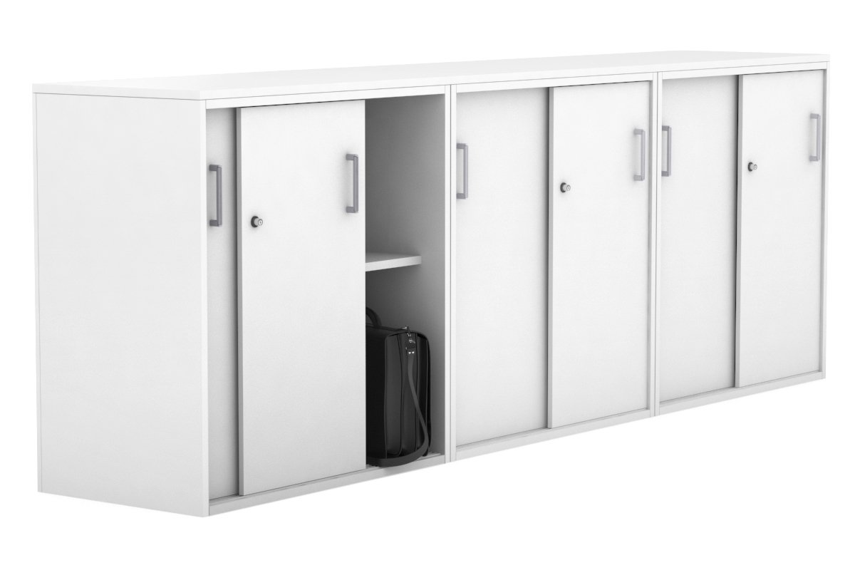 Modern 2400W x 900H x 450D Sliding Door Credenza for Office & Home - Medium Uniform Storage Cabinet with Smooth Gliding Doors - Perfect for Living Room, Bedroom or Entryway Organization