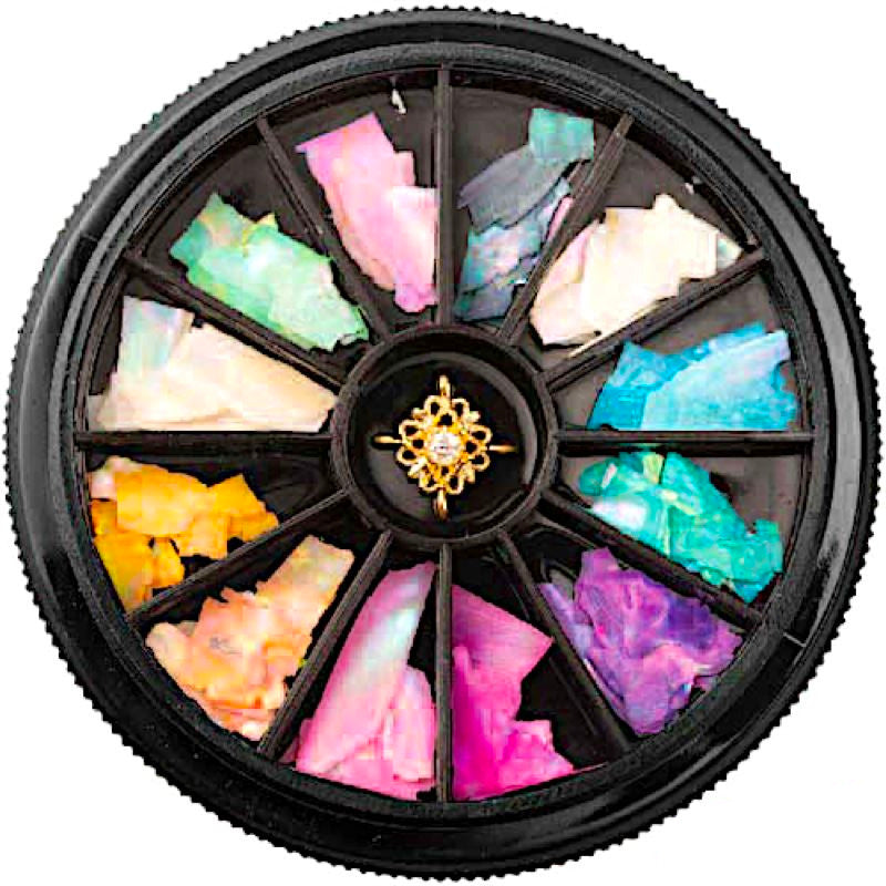 12-Piece Mixed Nail Art Decoration Wheels Kit with Rhinestones, Studs & Charms - DIY Manicure Accessories for Salon & Home Nail Designs