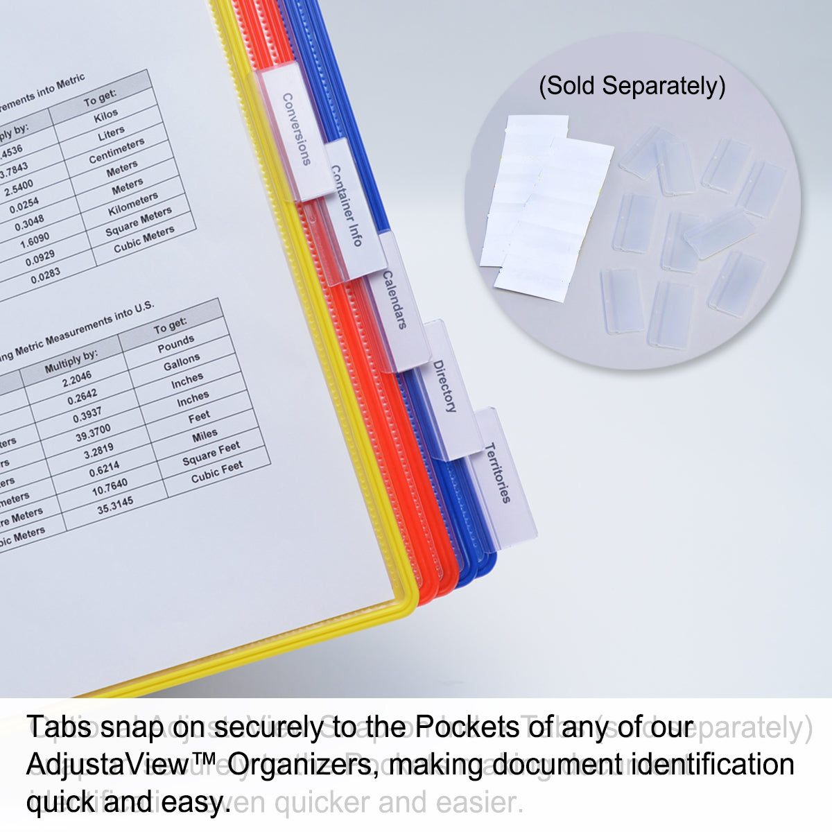 Ultimate Office AdjustaView™ Organizer Pockets Set of 5 - Multicolor Desktop File Organizer for Papers, Bills & Mail - Perfect for Home Office, Workstation & School Desk Organization
