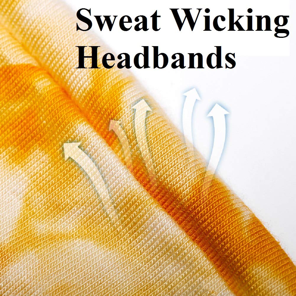 Huachi Women's Headbands - 6 Pack Elastic Hair Bands for Yoga, Workout & Exercise - Tie Dye Bandeau Headband Sweatbands - Comfortable Stretchy Material - Upgraded Design - One Size Fits All - Black - Perfect for Gym, Running, Sports & Daily Wear
