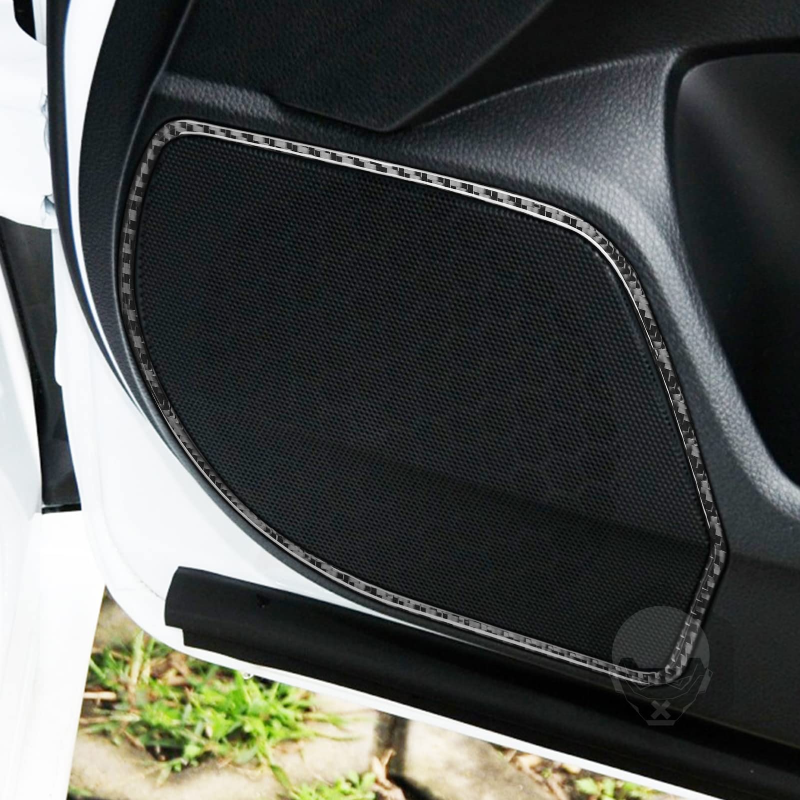Premium Soft Carbon Fiber Auto Inner Door Side Horn Speaker Decal Cover - Compatible with Honda 9th Gen Accord 2013-2017 - Interior Trim Sticker Accessories - Enhance Car Aesthetics & Protect Door Panel