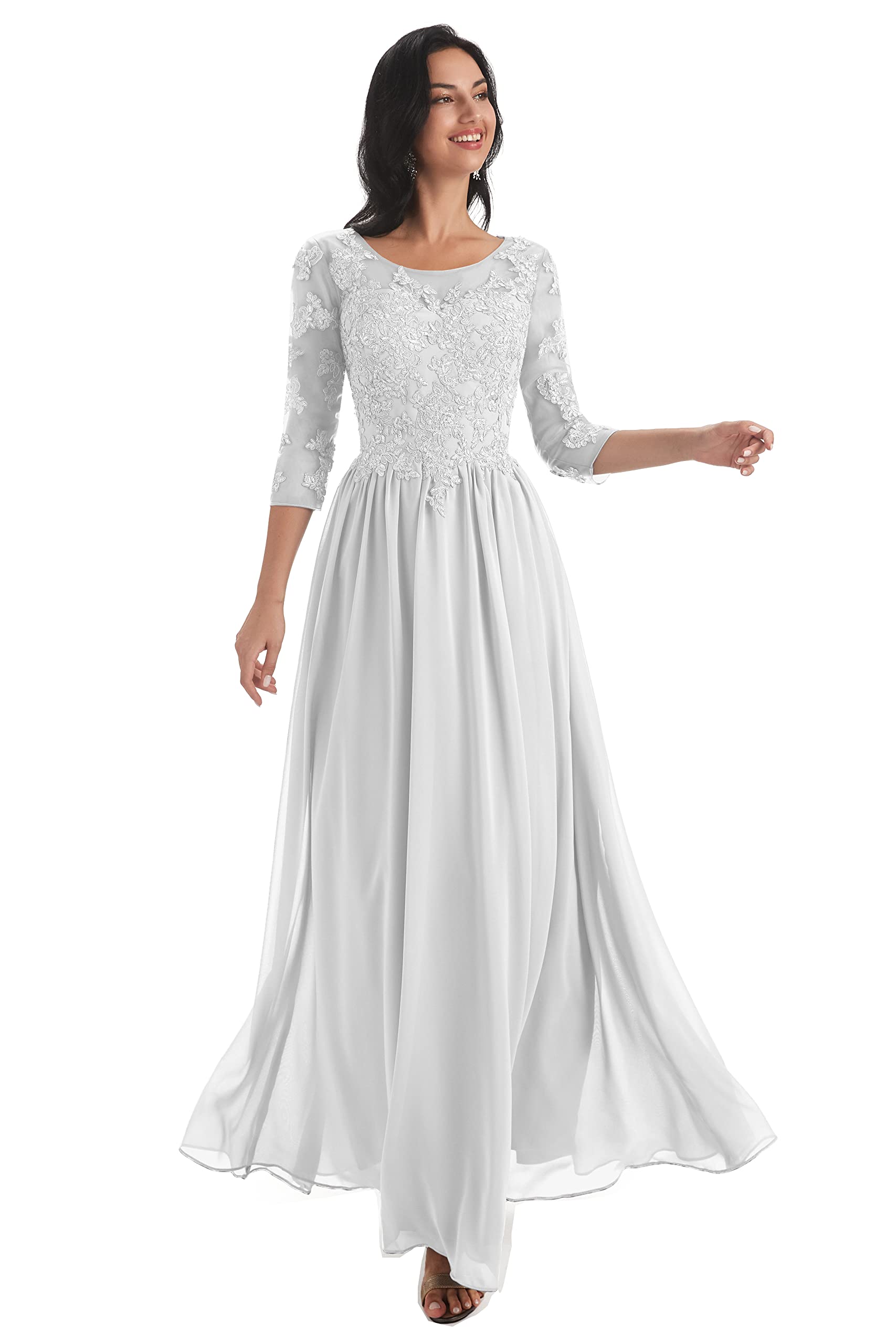 Elegant Women's Lace Half-Sleeve Mother of The Bride Dress with Pockets - Formal Evening Gown for Weddings, Parties & Special Occasions