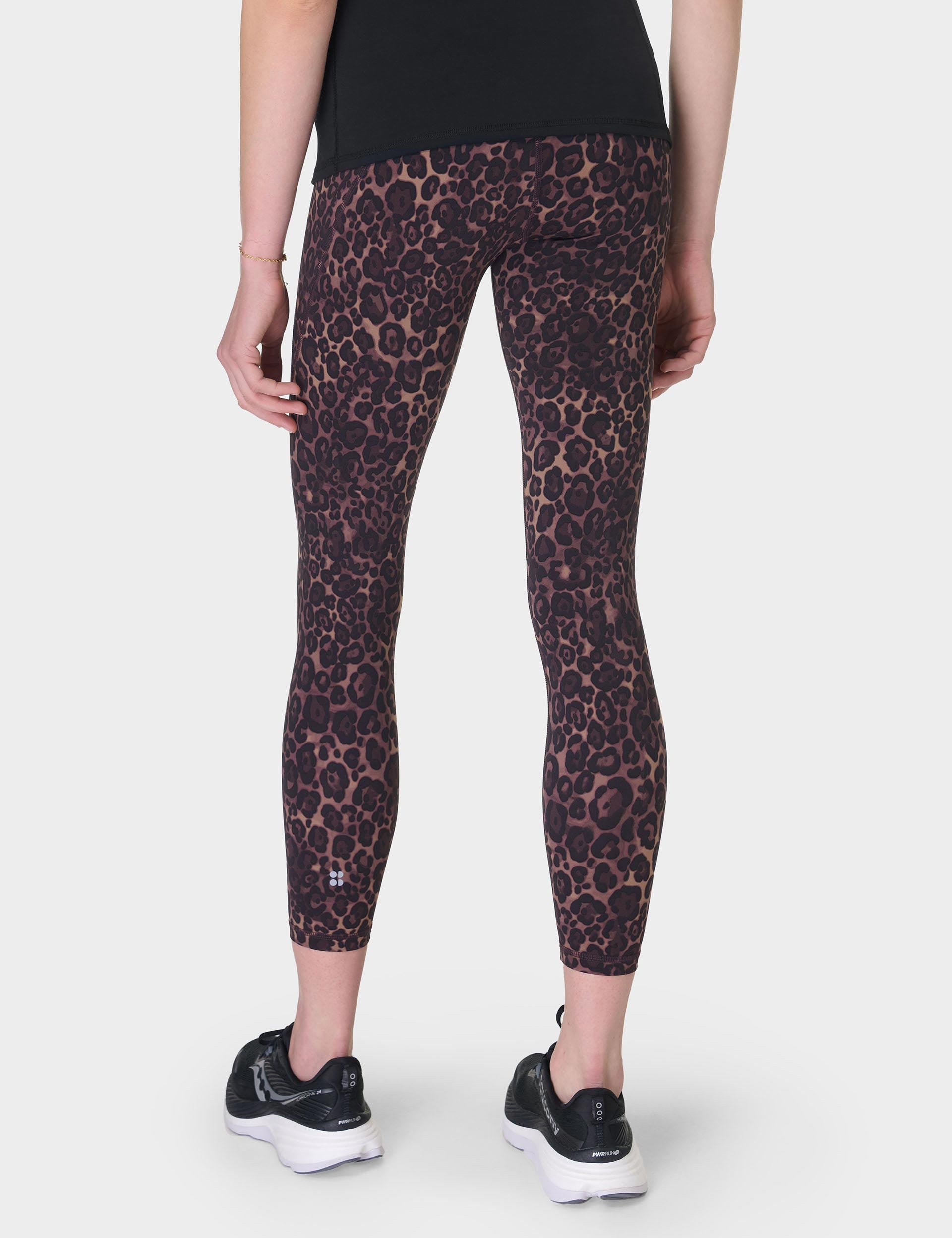 Power 7/8 Gym Leggings - Brown Wild Leopard Print High Waist Workout Tights for Women | Yoga, Running & Fitness Training