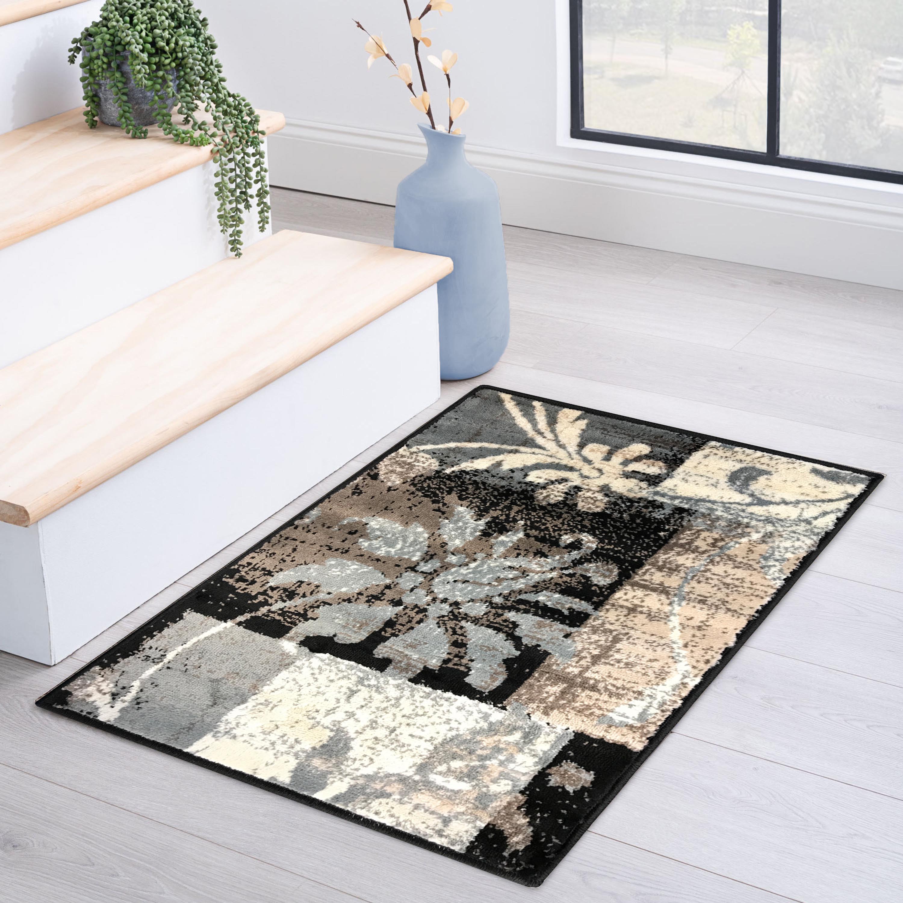 Stylish Pastiche Contemporary Floral Patchwork Area Rug - Non-Slip Indoor Runner for Living Room, Bedroom & Hallway Decor