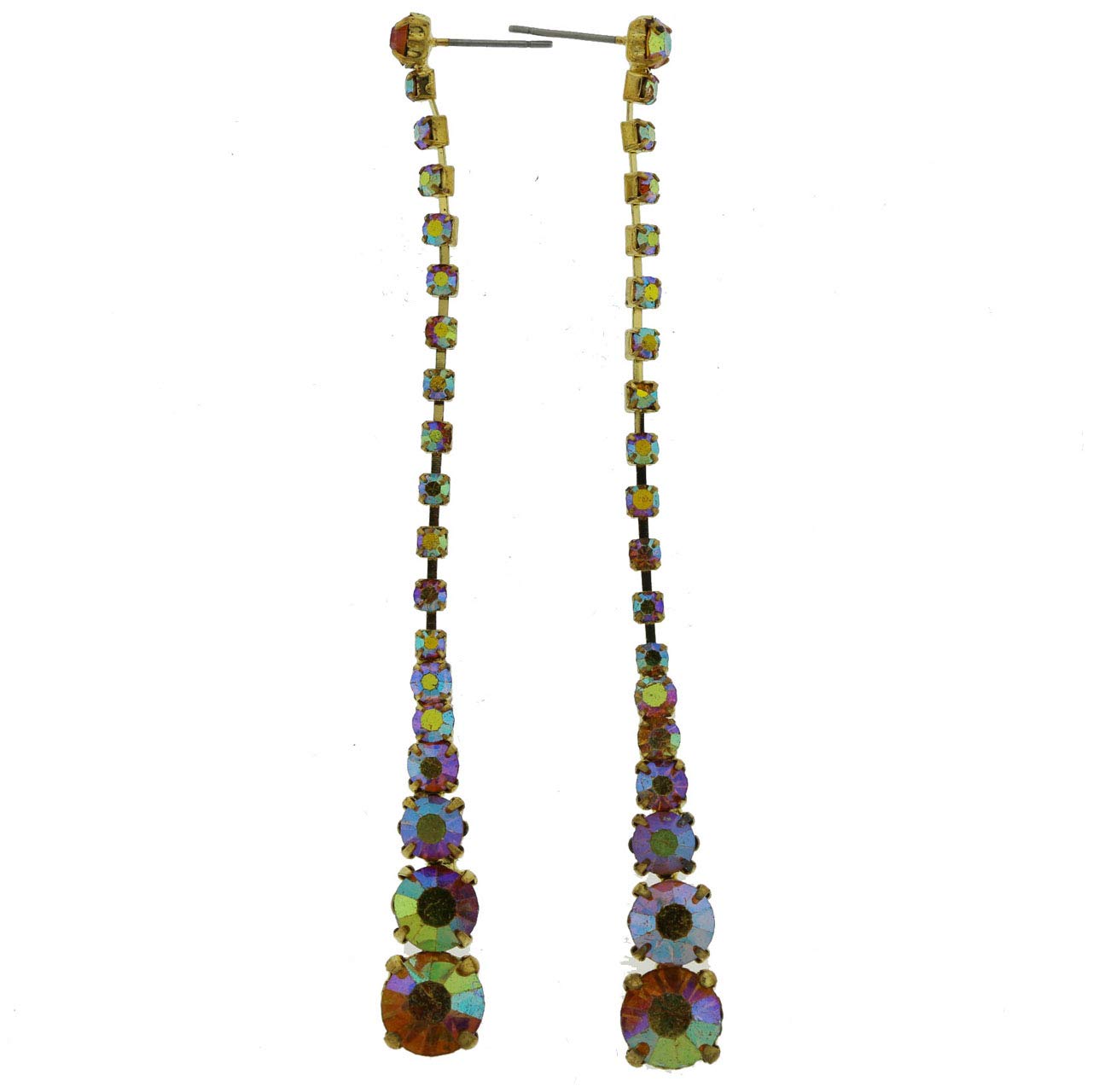 Elegant Gold-Tone & Multi-Colored Metal Drop Dangle Earrings with Crystal Accents - Perfect for Parties, Weddings & Evening Events | LQE161